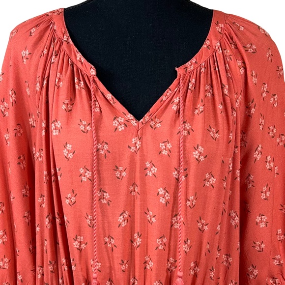 Beachlunchlounge Orange Floral Cottagecore Tiered Peasant Dress Size XL - Picture 4 of 10